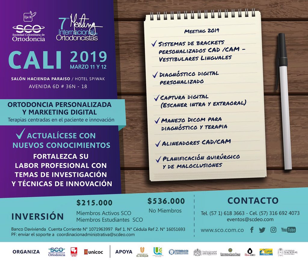 SCONACIONAL's tweet photo. En nuestro 7mo. Meeting internacional de ortodoncia usted aprenderá de temas innovadores que permitan el crecimiento de su profesión y así poder actualizar técnicas desarrollas dentro de su consultorio. ¡Quedan pocos días para que realice su inscripción, no se lo pierda! https://t.co/QaV1FrupvG