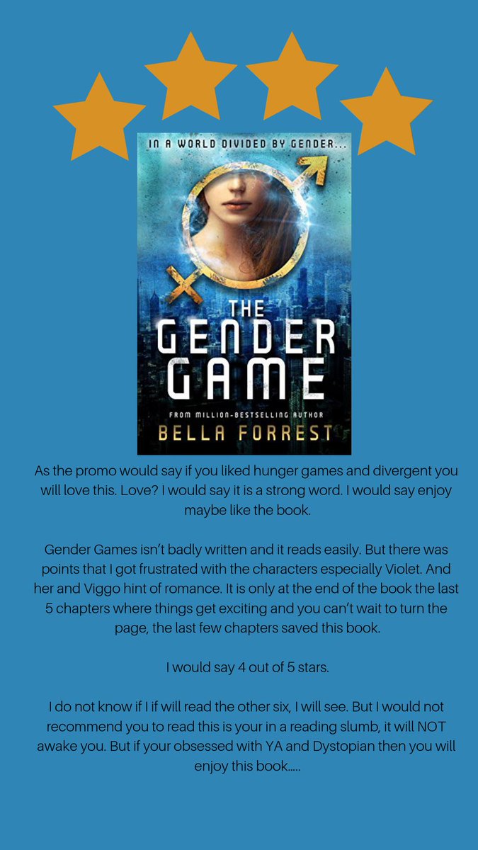 AnkevanZweel's tweet image. Book review for #thegendergames by #bellaforrest #bookreview #ya #dystopian