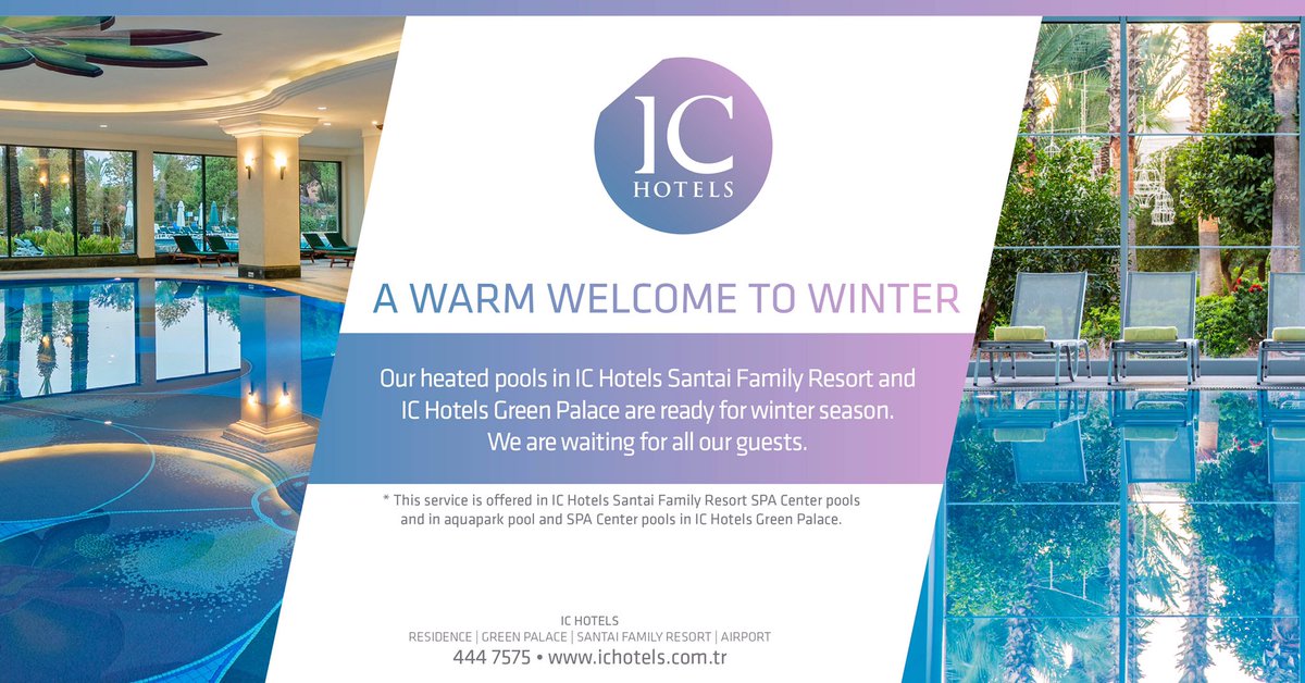 ichotels's tweet photo. Enjoy your #holiday with our #heatedpools 🏊♂️
Tatilinizin keyfini #ısıtmalı havuzlarımız ile çıkarın🏊🏻♀️
#hipool #hiholiday #sunnywinter #güneşli #herzamantatil #aile #konsept #resort #hotel #antalya https://t.co/HDpYNRI48Q