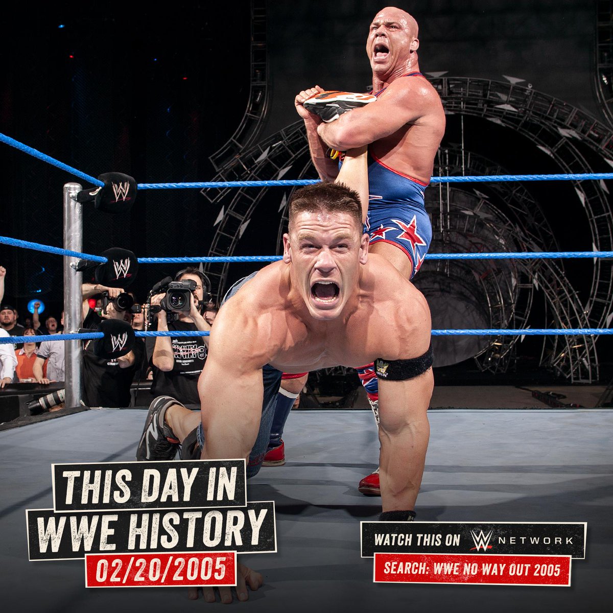 .@RealKurtAngle and @JohnCena went at it with a title shot at #WrestleMania on the line on this day in 2005! http://wwe.me/nbSz0mΒ #WWENoWayOut