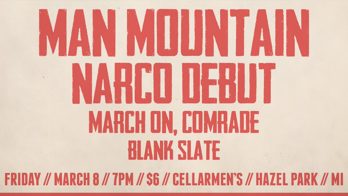We are excited to be playing a quick weekend run put together by <a href="/post_festival/">postfestival</a> with our homies <a href="/NarcoDebut/">narco debut</a>! First show is at Cellarman’s in Hazel Park with March on, Comrade and Blank Slate! Come hang!