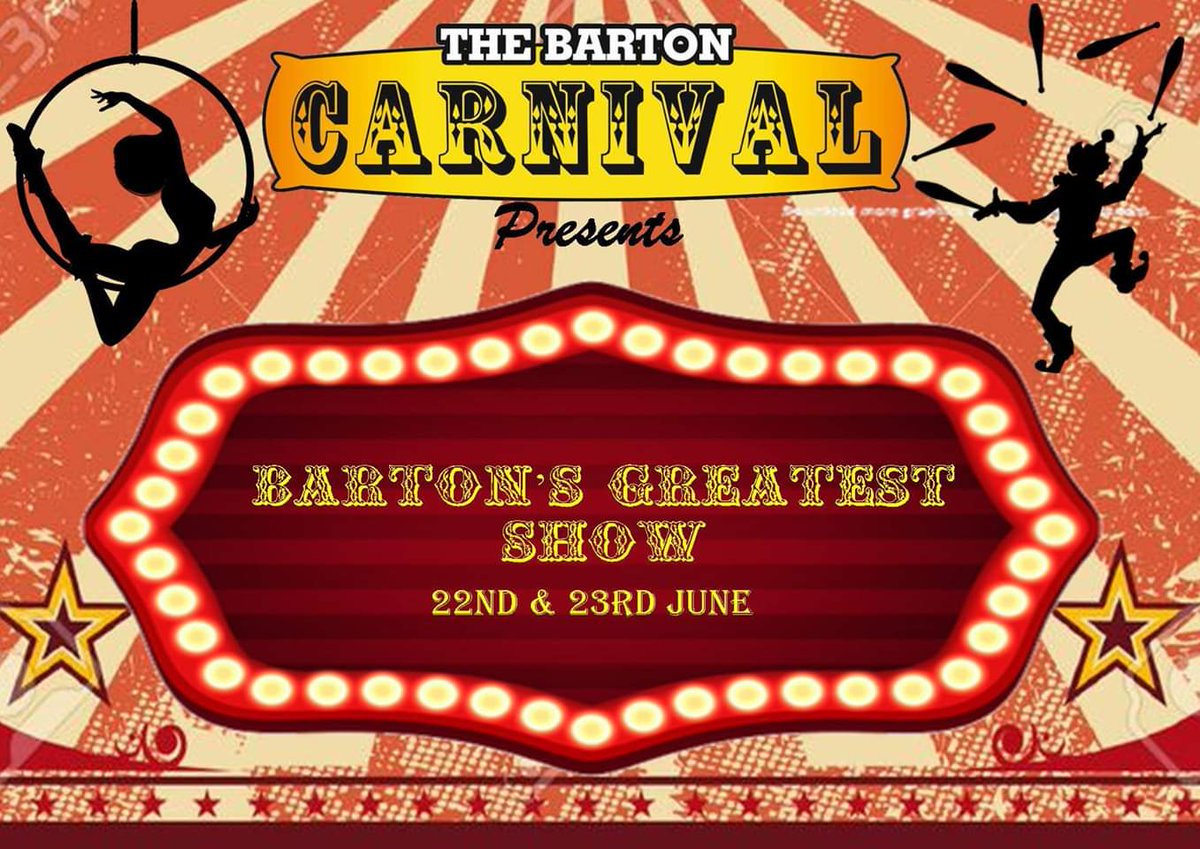 We can't wait to bring you #BartonsGreatestShow watch out for more news coming soon
#Carnival #Barton 
<a href="/ScunthorpeLive/">Scunthorpe Live</a> @KCFM_radio <a href="/BartonTourism/">Barton Tourism</a> <a href="/BartonHumber/">Barton upon Humber</a>