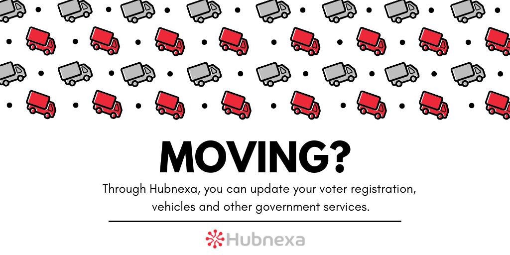 hubnexa's tweet image. Hubnexa is your one-stop app for updating your voter registration, vehicles and other government services!

Receive FREE access to Hubnexa by helping build the best features for Hubnexa by filling out this survey: ow.ly/wNrx30nsJBC
#moving #hubnexa #relotech #relocation