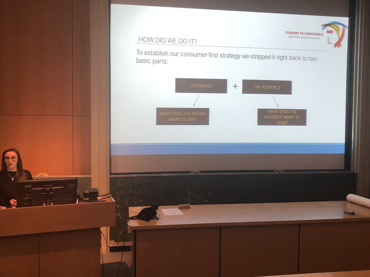 CIPR_NI's tweet photo. Former @UlsterUni graduate @CharlotteGoss94 informs students how @ClearboxPR worked to achieve a successful campaign for Bushmills whiskey #CIPR #PRide https://t.co/3SHTtLbp5P