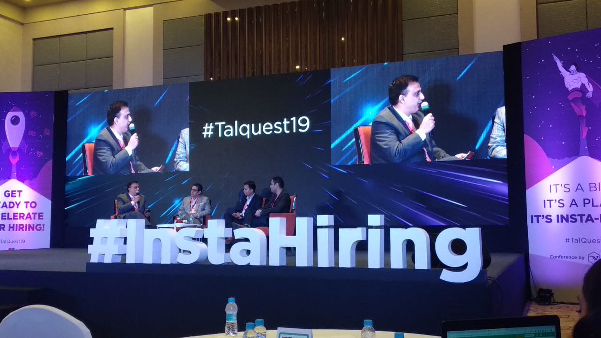 Talview's tweet photo. Panel discussion Round 2 feat. new speakers Vikas, Dishank, Jaideep and Vikrant is in progress at TalQuest and we’re super excited to have some of the best minds in conversation!

#TalQuest19 #InstaHiring #FutureOfWork #HRTech https://t.co/KFT8sCL72J