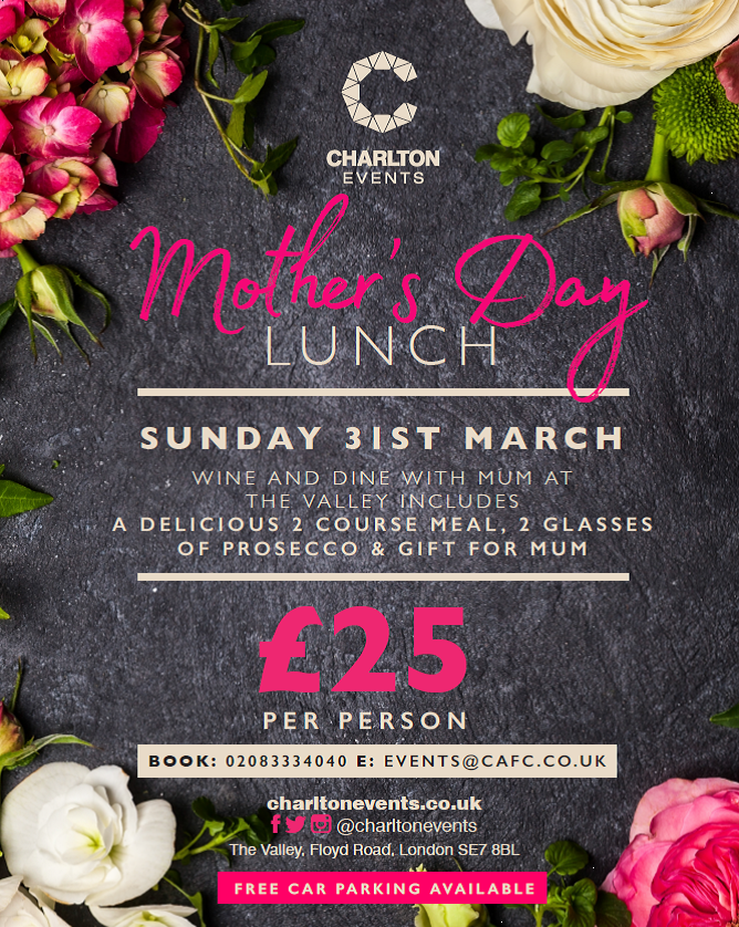 CharltonEvents's tweet photo. Have you booked your place at our Mother's day lunch yet?
Give us a call or click on the link below to get your tickets. https://t.co/VS9EK3bzaD
There's a special gift for mum included with each ticket π₯
#MothersDay #London #Charltonevents https://t.co/YraFG9tk58
