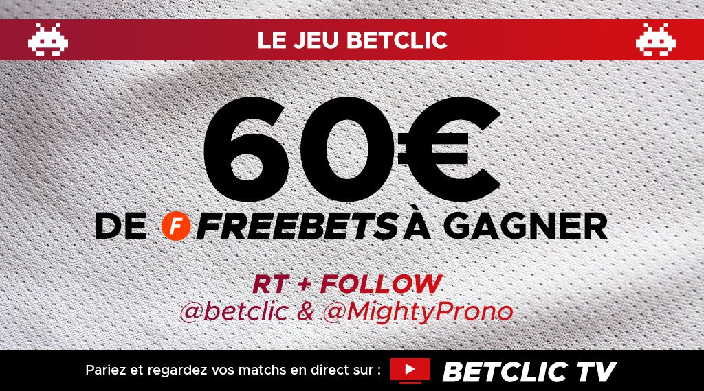 MightyProno's tweet image. Revoilà les Freebets Betclic ! 🎁

💶 60€ de freebets à gagner [3 x 20€] 🔥
Pour participer: 

👉 RT ce tweet

👉 Follow @Betclic &amp;amp; @MightyProno

Jusqu'à 100€ de freebets offerts sur ton 1er pari :
Code promo : NONO
betclic.fr/register?p=INA…

Tirage au sort demain
#TeamParieur