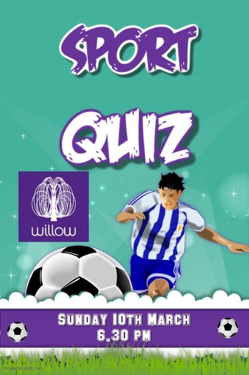 10th march 6.30 pm after Manchester United Vs Arsenal. Raising money for The Willow Foundation. 
£1 entry per person. 
Also there is some individual round which are £1 entertainment per person per round.