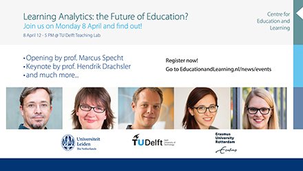 LDECEL's tweet image. Save the date for our Learning Analytics in Higher Education event on 8  April! Is Learning Analytics the future of education? Explore &amp;amp;  discuss this subject with us: opening @Marcuspecht, Keynote Hendrik Drachsler, workgroups and much more! Register at bit.ly/2Dwh0Ys
