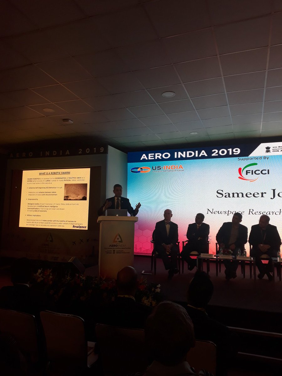 AeroIndiashow's tweet image. Mr. Sameer Joshi of 'Newspace Research &amp;amp; Tech' talking at #USIndiaStrategicPartnership forum in #AeroIndia2019