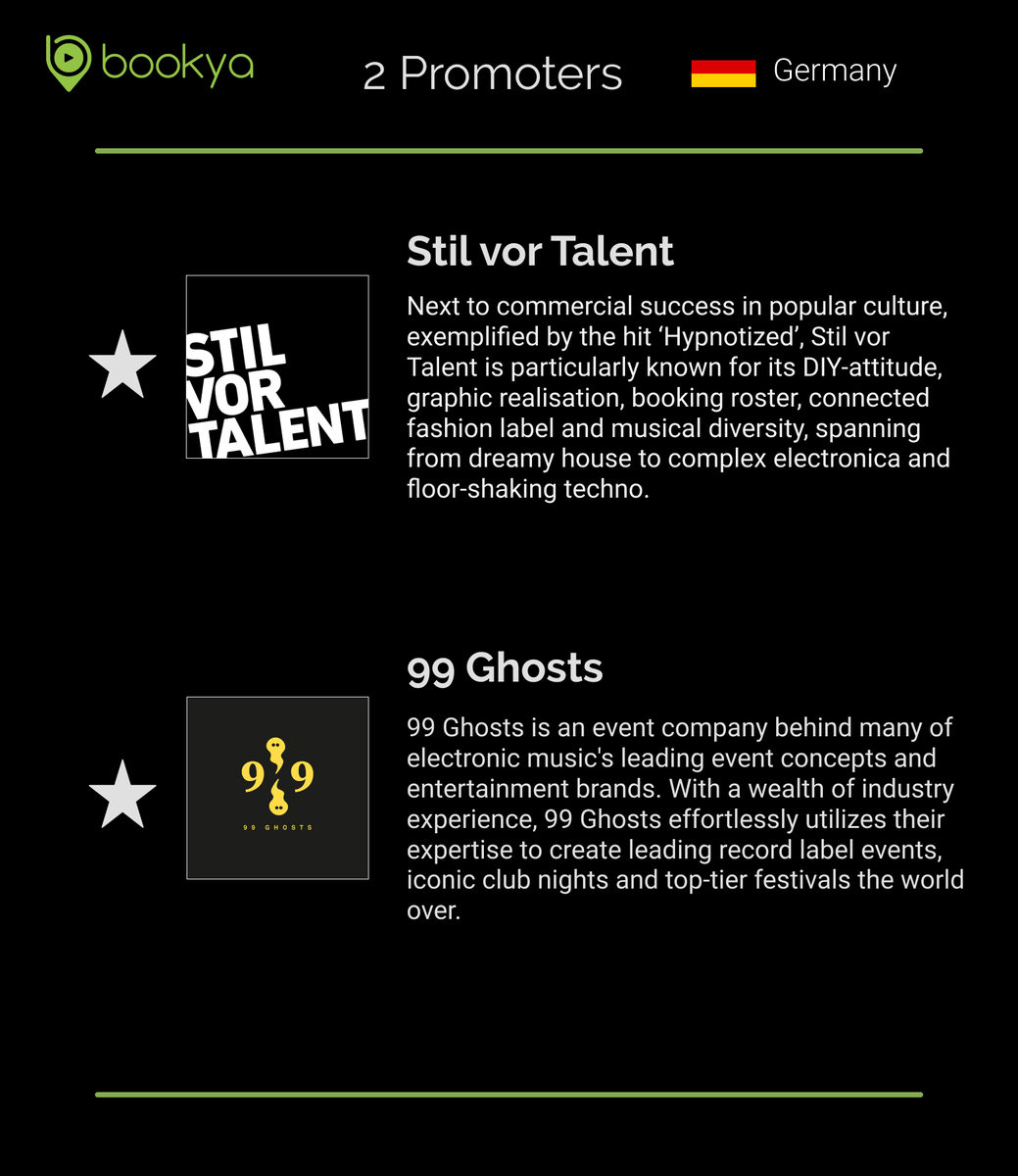 bookyacom's tweet photo. Did you know these promoters from Germany?

Find out more on: https://t.co/cRZyamkD0d https://t.co/j51FwQC58l