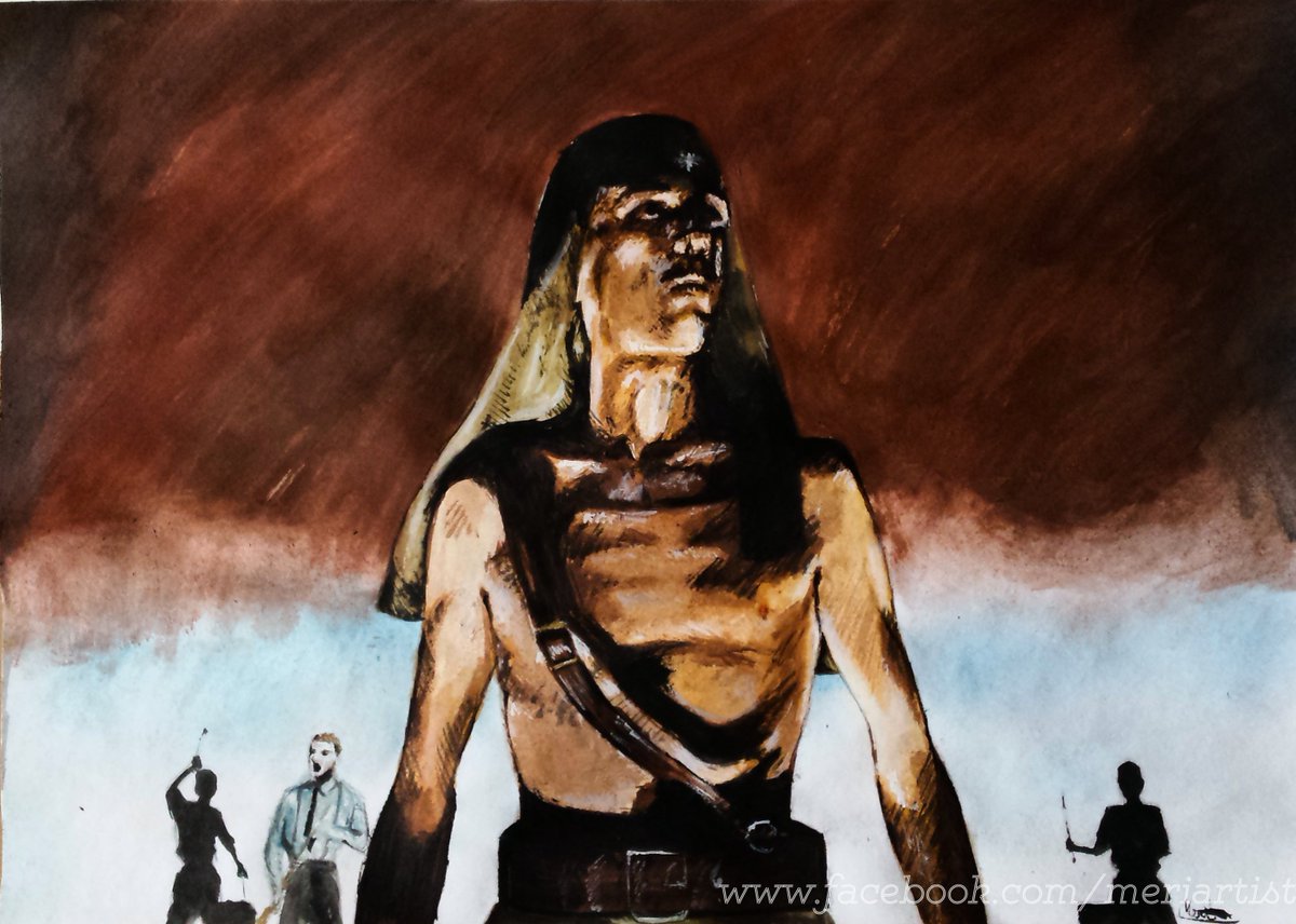 Meri_Auri's tweet photo. 'The skinny prophet from Milan' - the figure of this painting is Milan Fras from @Laibach :) I adore this scene so much, it gives me a great and inspiring feeling! More in https://t.co/pGNBWo99Hd #Laibach #music #geburteinernation #video #fanart #painting #prophet #dark #red https://t.co/J47Yz0681L