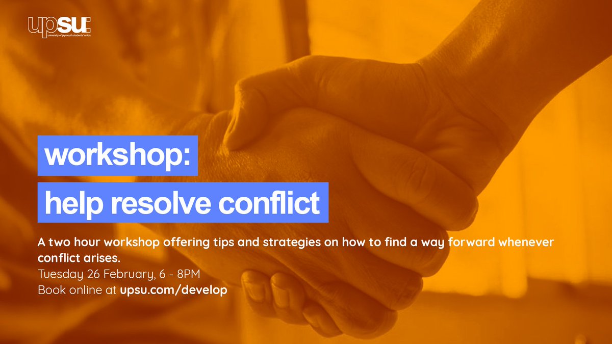 Housemates arguing over the state of the kitchen? Or some friends who have fallen out? Attend our free “Help Resolve Conflict” workshop &amp; gain tips on how to support others to positively move forward when conflict arises. A must have life &amp; career skill! upsu.com/ents/event/908…