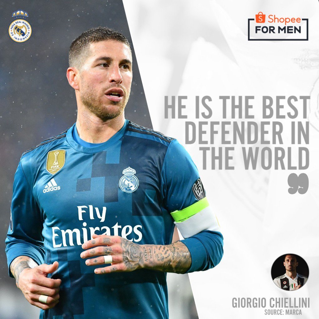 Chiellini: "Saya sudah mengatakannya tahun lalu, dia adalah bek terbaik di dunia. Sergio Ramos hampir tidak pernah membuat kesalahan dan jika dia melakukannya itu karena hal lain. Bahkan dia sekarang mengambil tanggung jawab penalti."

#HalaMadrid #VamosPRMI