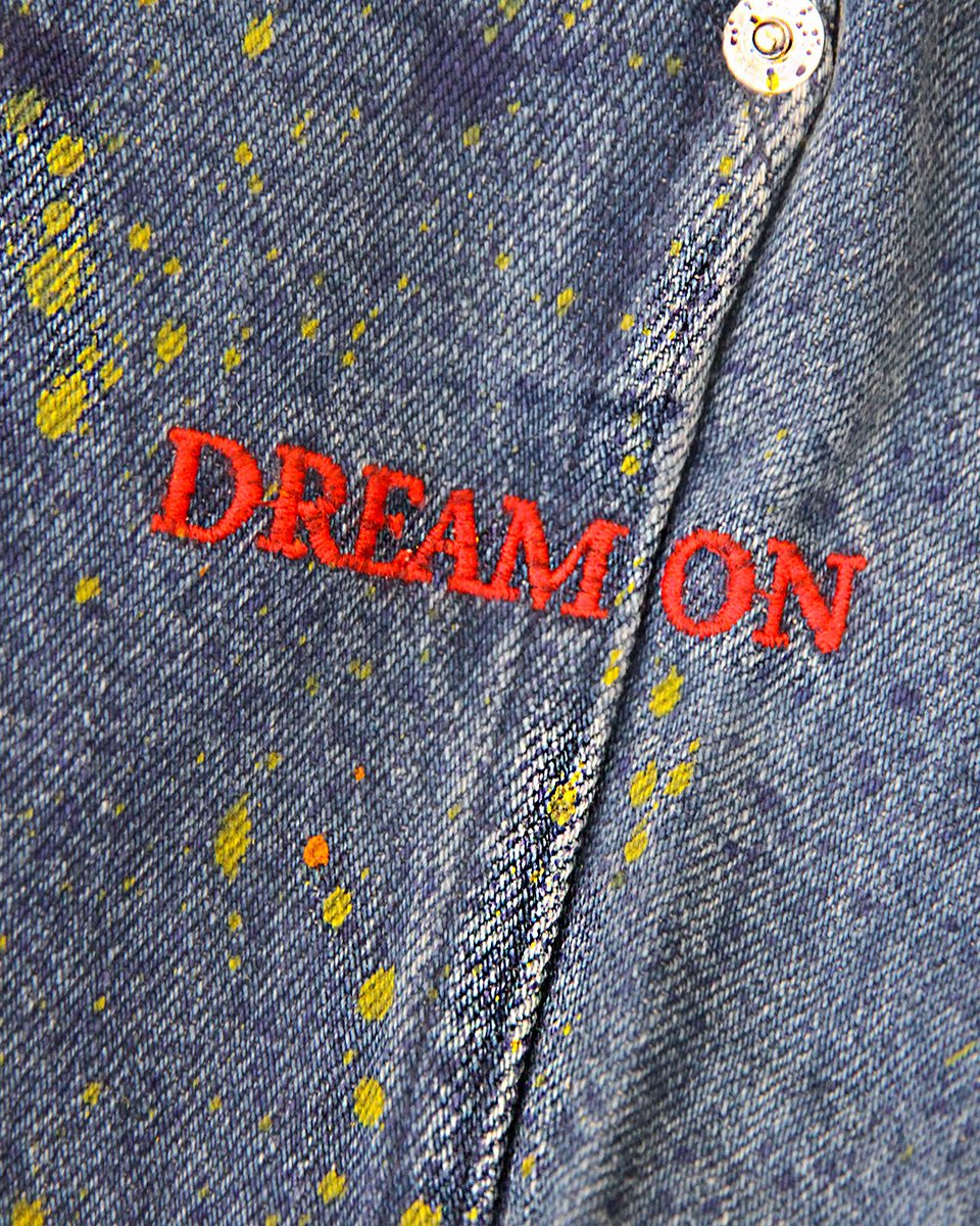 APC_LONDON_UK's tweet photo. #APCKidCudi #INTERACTION1 | Details from the INTERACTION #1 overalls, hand painted by Jean Touitou. 
Available from Thursday, February 21st online at https://t.co/g76qZdJuVU and in a selection of stores. https://t.co/iyqgW1FbCy