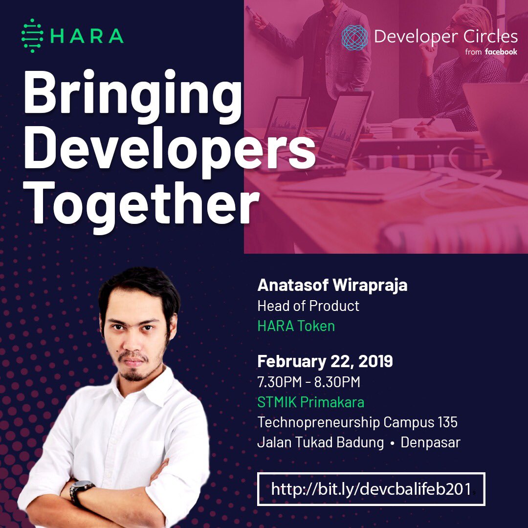 HARA_AgriTech's tweet photo. If you’re in Bali, @anatasof will join the Developer Circles discussion this Friday! Don’t miss it! RSVP here: https://t.co/lHLBk9UPnr #WeAreHARA #HARAEvent https://t.co/QJRD3URyaj