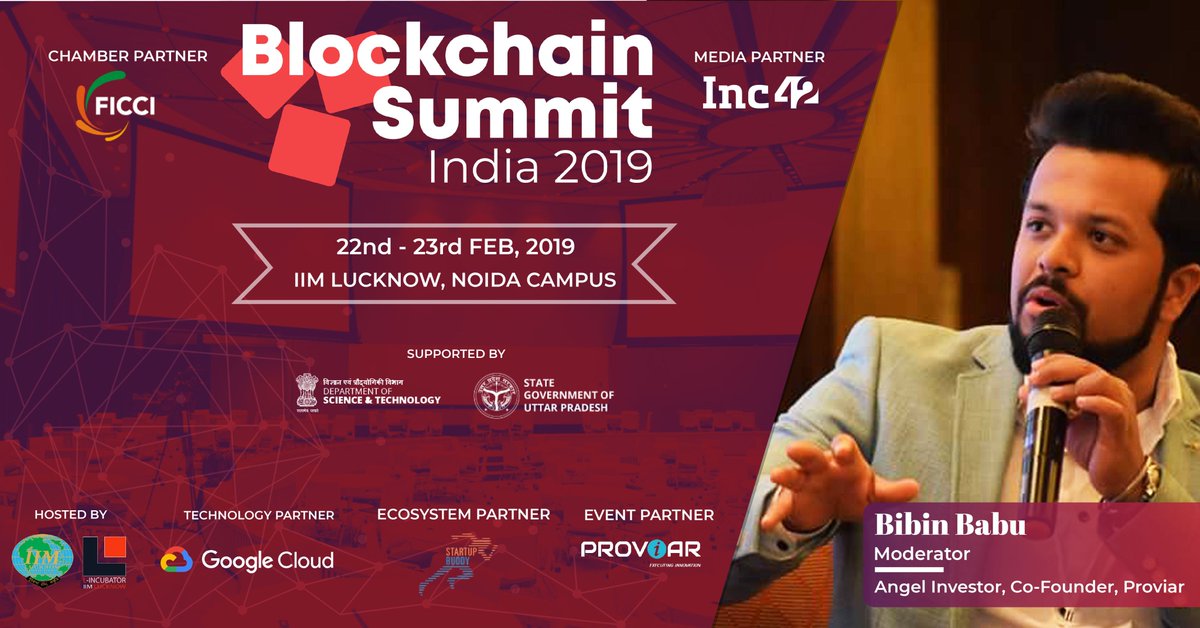 BSI2019's tweet photo. Glad to inform that  Mr. @bibinbabu16 (Co-Founder, @Proviar1 &amp; #AngelInvestor) will be a Moderator for the #paneldiscussion "Opening Cryptos for a Billion Population. Are Indian regulations ready? "
 Register at https://t.co/pTq31qTJEa
 @IIMLIncubator @Inc42 
#investors #keynote https://t.co/KauPo7LX8F