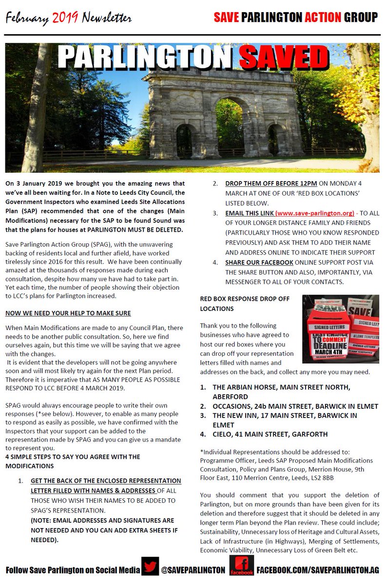 saveparlington's tweet photo. #LEEDSSAP Main Modifications - Respond NOW - 
Deliveries are taking place in #Barwick, #Aberford and a limited number in #Garforth. For those who haven't yet received a newsletter please find a digital copy below and a template response (download@) https://t.co/e5zO3B2ppp https://t.co/6pw8BHIzil