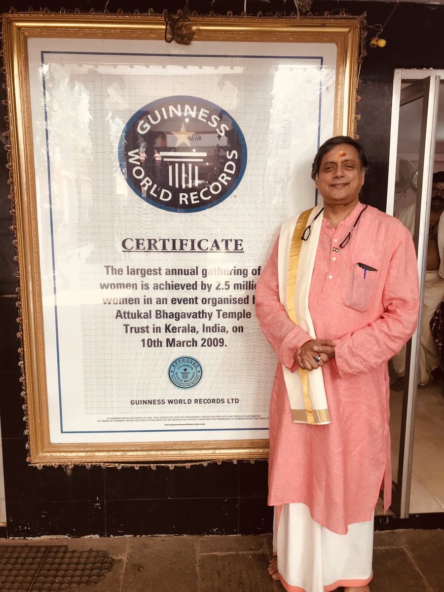 ShashiTharoor's tweet photo. After today’s #AttukalPongala, @gwr will have to issue a revised certificate. Estimates I’ve heard range from 3.5 million to nearly 4 million worshippers today (in a city whose normal population is 1 million). Congratulations Thiruvananthapuram on handling the influx so well! https://t.co/Shu1NZEGI6