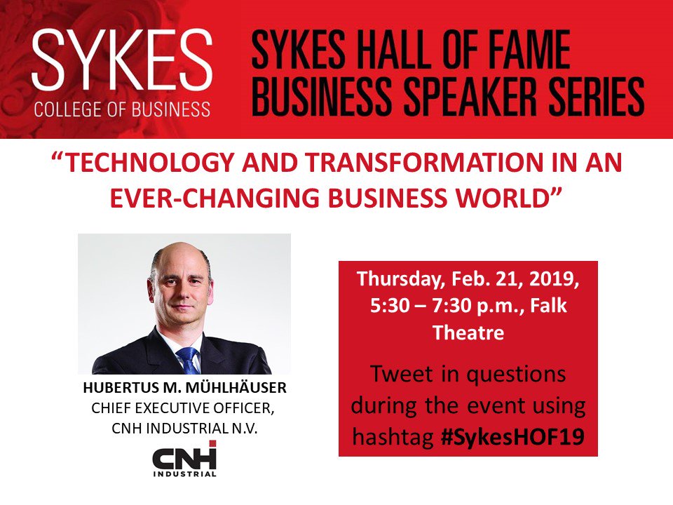 UTSykesHOF's tweet photo. Attending our Hall of Fame Business Speaker Series tomorrow? Join in on the action by tweeting in Q's for Hubertus during the event using #SykesHOF19 It’s your chance to ask him about his impressive experience, or anything you please! #SykesCOB #UTampa https://t.co/wGlLF7aMjO