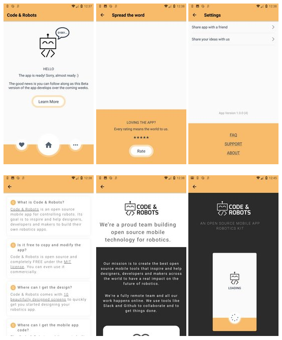 codeandrobots's tweet photo. What's New? Nav bar, Rate &amp; Settings screens, FAQ and About pages! https://t.co/dRfKRydzRr #codeandrobots #robotics 🤖📱✨ https://t.co/AVjvmujIIT