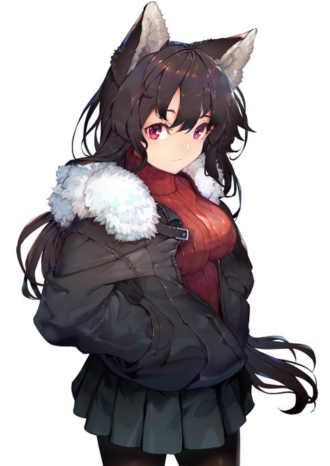 Anime girl with wolf ears