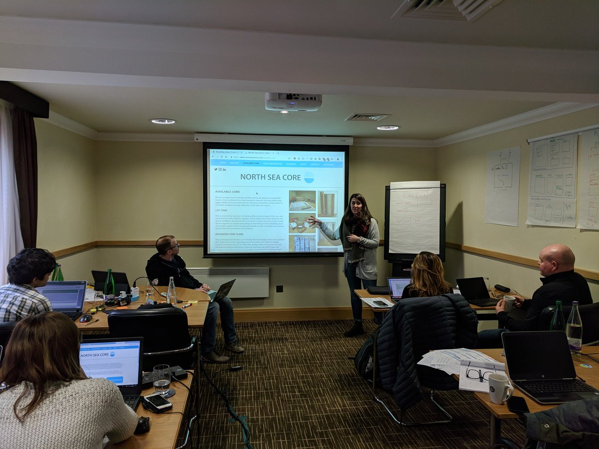 bsburnham's tweet image. Whilst taking a short break learning #geocomputing with @agilegeo, @rocksandwiggles shows us some rock eye candy from @NorthSeaCore! #geologyatthecore.