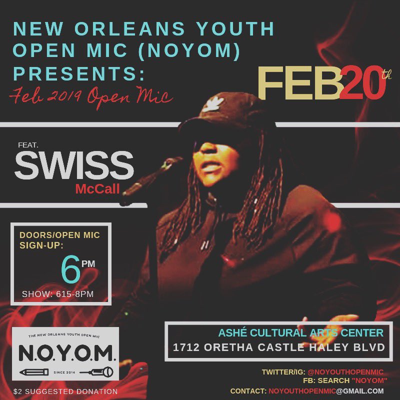 Tonight’s the night! Please join us and our incredible feature Swiss for an incredible night of poetry! #NOYOM2019