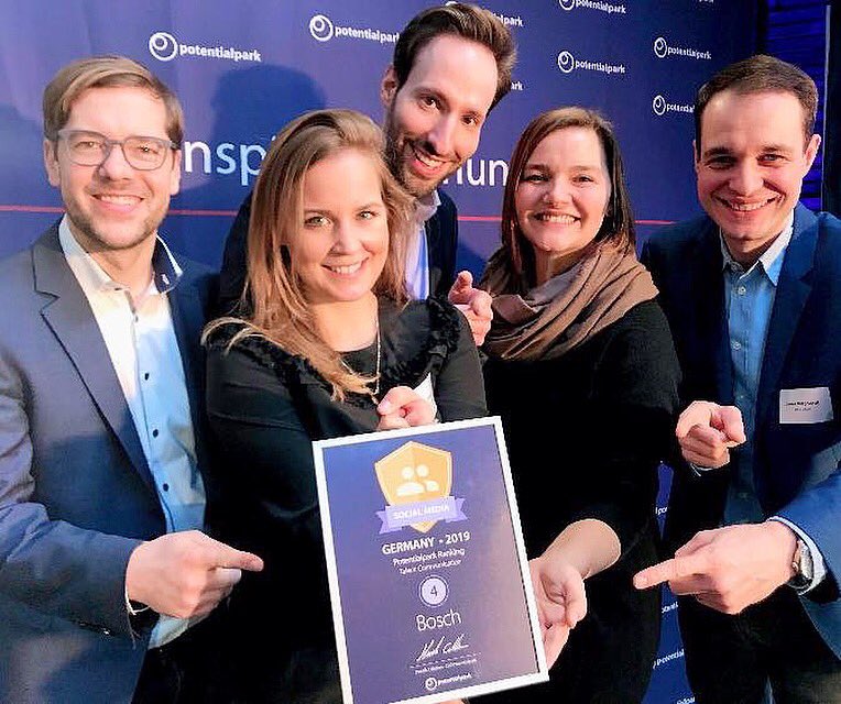 🥳Bosch Karriere awarded for top 5 in <a href="/PotentialparkAB/">Potentialpark</a> Social Media Ranking #candidatefirst #letsberemarkable #iot #likeabosch Thx to <a href="/BoschGlobal/">BoschGlobal</a>, <a href="/BoschPresse/">BoschPresse📰</a>, <a href="/YAEZagency/">YAEZ GmbH</a> and our lovely Bosch colleagues for stories, campaigns and daily passion in social media #potentialpark19