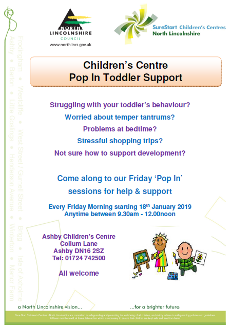 Struggling with your toddler’s behaviour?

Come along to the Pop In Toddler Support session at Ashby this Friday.

Last Friday a number of parents attended and had this to say:

‘It was reassuring to know that I am doing a good job as a mummy’
#toddlersupport #NorthLincs