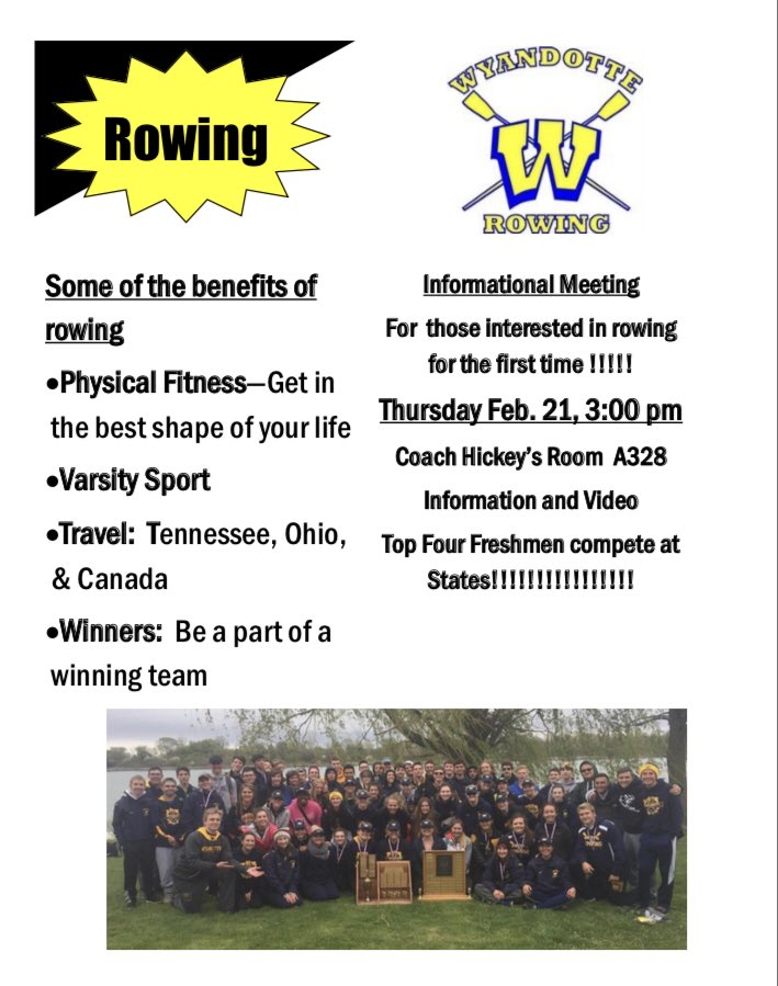 Attention all RHS students, find out about the unique opportunity rowing offers at our school. Meeting tomorrow 3pm in Mr. Hickey’s room.  <a href="/wpsrhs/">Roosevelt HighSchool</a>