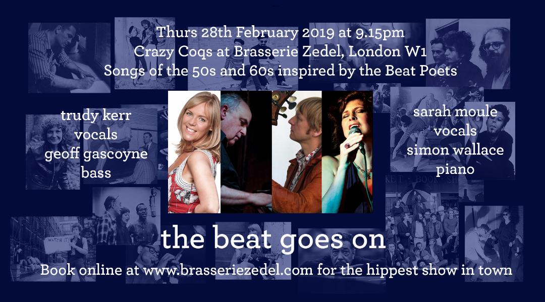 Sarah Moule (@sarahmoule1) on Twitter photo Here's our new flyer for The Beat Goes On - @LiveAtZedel Thursday 28th Feb, 9.15pm. Booking bit.ly/2TFvBaS. <a href="/jazzytrudes/">Trudy Kerr</a> <a href="/geoffgascoyne/">geoff gascoyne</a> <a href="/simonwallace_88/">Simon Wallace</a> <a href="/jazzfm/">Jazz FM</a> <a href="/londonjazzlive/">JazzInDotLondon</a> Here's our new flyer for The Beat Goes On - @LiveAtZedel Thursday 28th Feb, 9.15pm. Booking bit.ly/2TFvBaS. <a href="/jazzytrudes/">Trudy Kerr</a> <a href="/geoffgascoyne/">geoff gascoyne</a> <a href="/simonwallace_88/">Simon Wallace</a> <a href="/jazzfm/">Jazz FM</a> <a href="/londonjazzlive/">JazzInDotLondon</a>