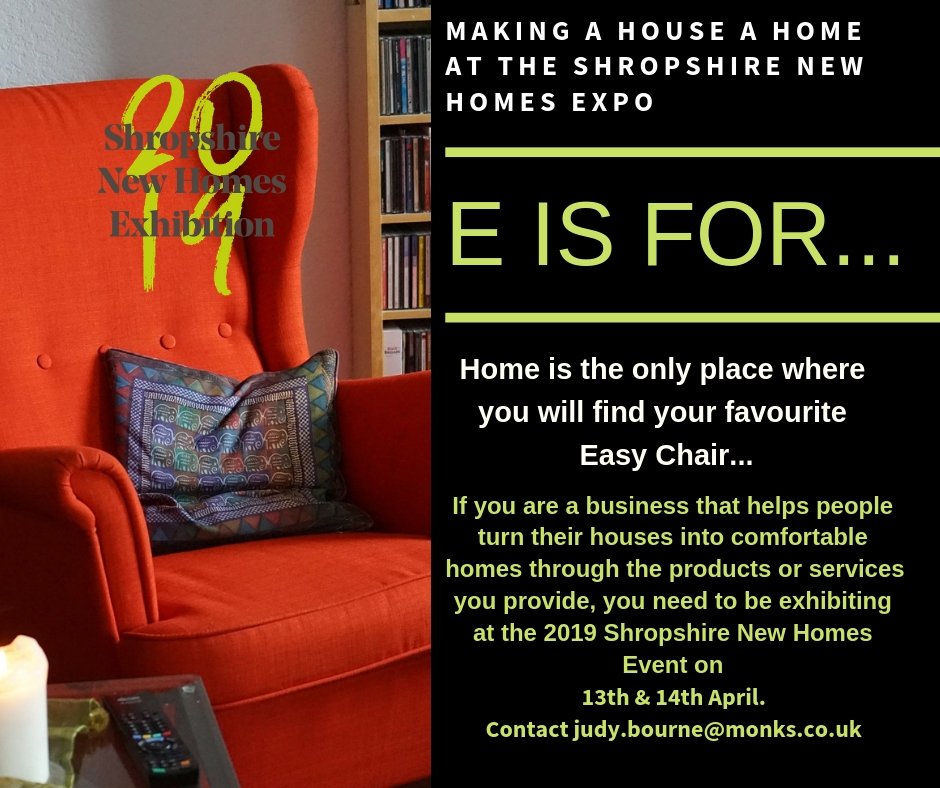 Only #home will have the special comforts in it. If youre a business that specialises in providing all of the little extras to make a #house a home you need to be exhibiting at #Shropshire's only New Homes Exhibition on the 13th &amp; 14th April.. Contact Judy at Monks now! Pls RT