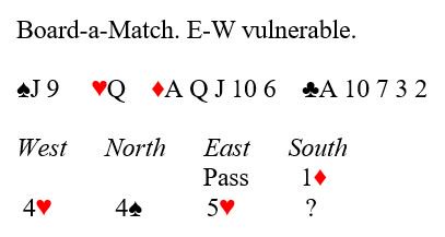 ACBLbridge's tweet image. For yesterday’s It’s Your Call deal (from May 2009’s Bridge Bulletin), Pass was named top bid. See the full panel’s comments here: story.cd/AAK5cC

Awards: Pass – 100, Dbl – 90, 5♠ – 50, 6♣ – 10