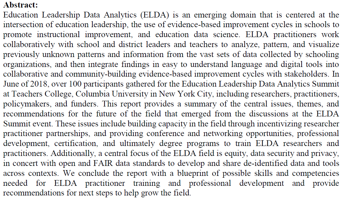 Alex_J_Bowers's tweet photo. New report: #EdLeadership #DataAnalytics Summit 2018 @TeachersCollege @Columbia! Building a community of research & practice at the intersection of Ed Leadership #EvidenceUse & #DataScience. Co-authors @aprilhbang @YilinPan @kennyegraves
#ELDASummit18
https://t.co/CZjZHRqjOc https://t.co/NBzjB3IJ6l