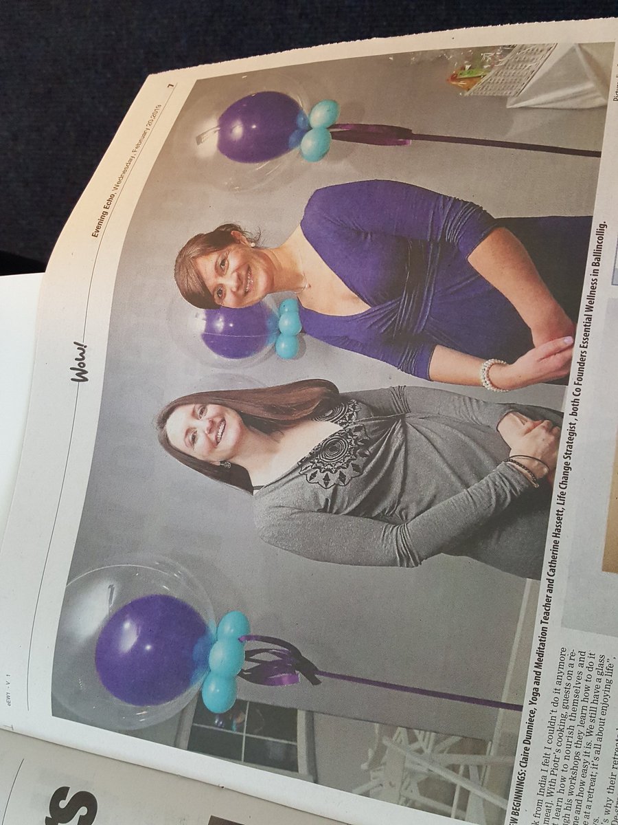Sincerest thanks to <a href="/EveningEchoCork/">EveningEchoCork</a> <a href="/ElaineDugganCk/">Elaine Duggan</a> &amp; Martina O Donoghue for such wonderful coverage of our launch last Friday, here at <a href="/Essentialcentre/">Essential Wellness</a>. In Ballincollig.  A fabulous article....well worth a read..don't forget to pick up a copy. 💜💚