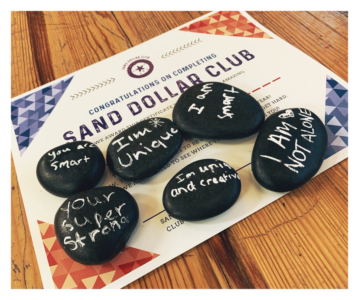 Today we're wrapping up 12 weeks talking about grief, emotions, coping, &amp; how to look towards the future with our Sand Dollar Clubs. Youth who lose a close loved one will often feel different than their peers, which can lower self-esteem, so we focused on self-affirmations today.