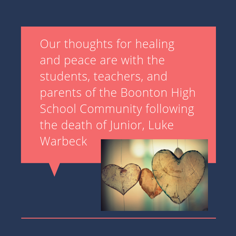 Thoughts for peace and healing to the community of Boonton High School