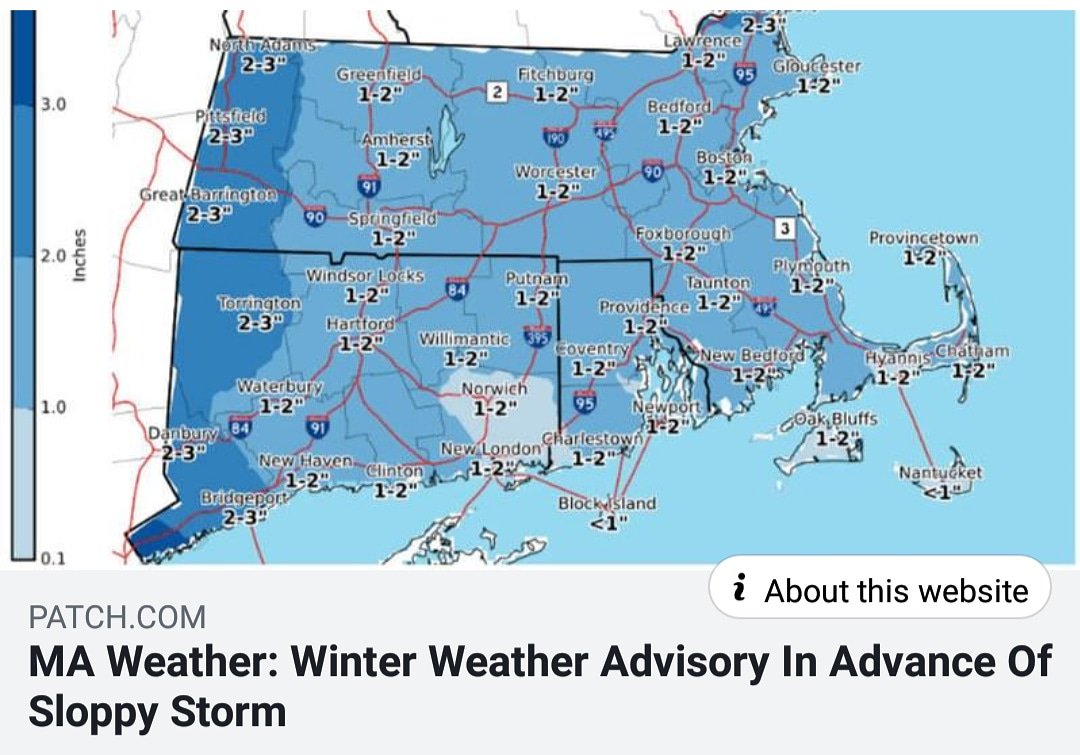 MA Weather: Winter Weather Advisory In Advance Of Sloppy Storm
For 12 hours, most of Massachusetts will be under a winter weather advisory despite only a relative dusting of snow. Here's why.
#whatPREfindsandshares
#winterweatheradvisory
#HazardousWeather
patch.com/massachusetts/…