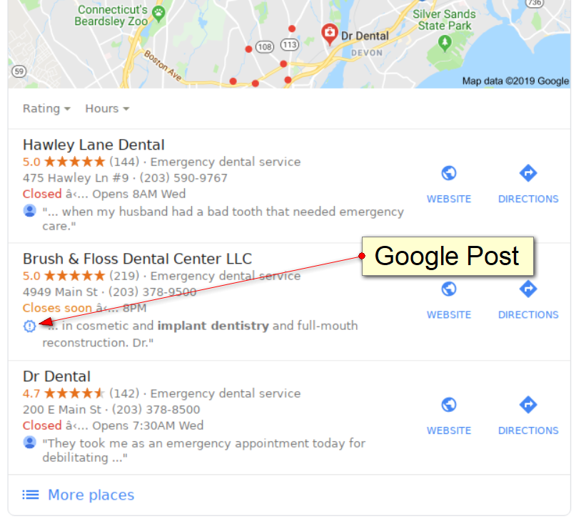 JoyanneHawkins's tweet photo. So now we're seeing Google Posts show up in the 3-pack as well as the Local Finder! 😲https://t.co/yQme9iCLCh https://t.co/gbX5vbkuUg