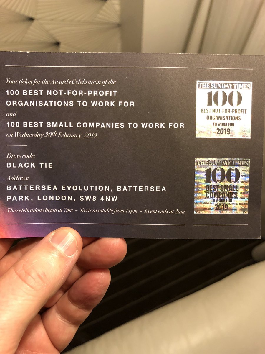 Attending @bestcompanies @thesundaytimes Top 100 Awards - ‘not for profit’ category, representing all the staff @ExeterCollege #Unions #StaffVoice #LoveFE - no idea where we will be placed, but it is fantastic staff working with great students, that creates an exceptional college