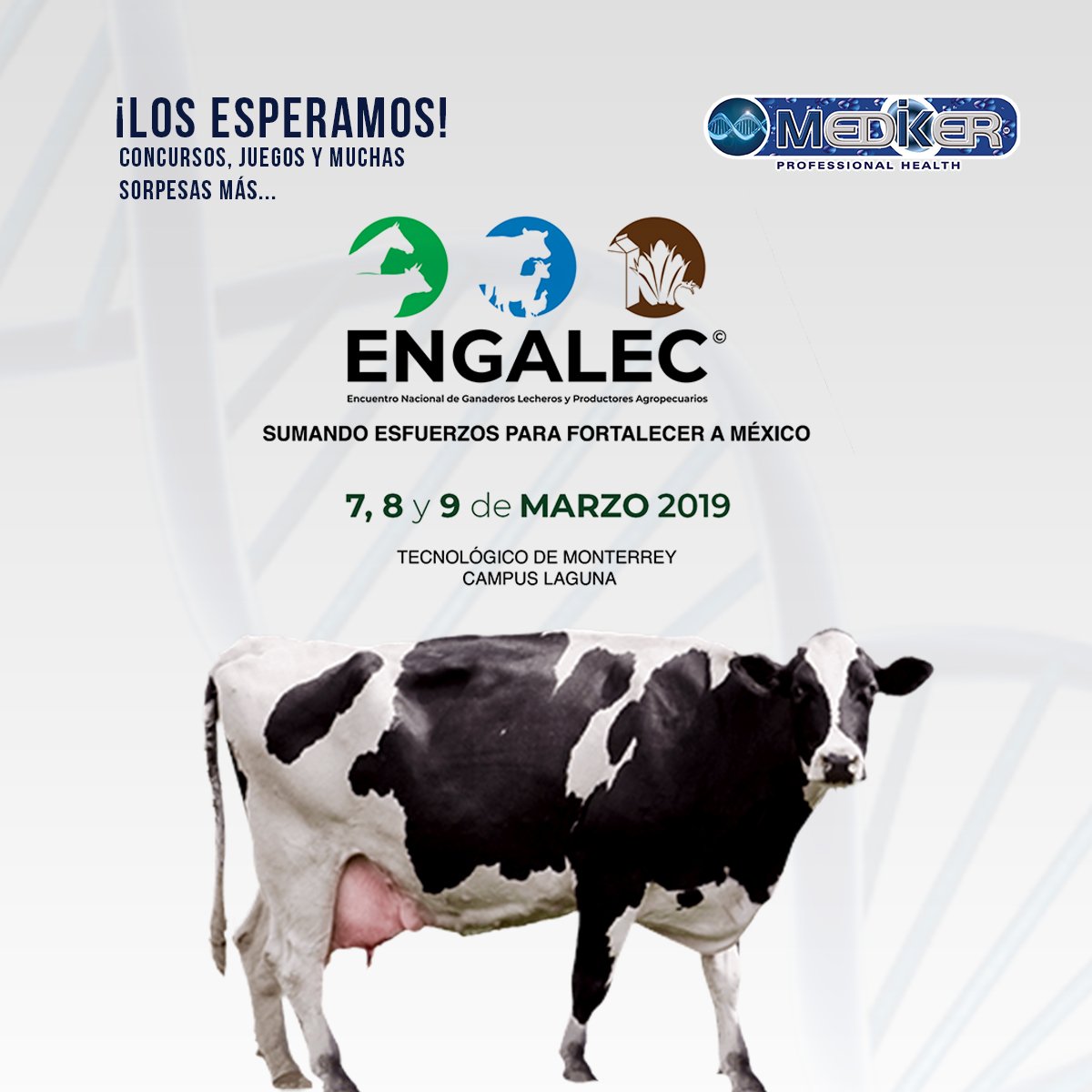 MedikerCPM's tweet photo. ¿Ya están listos? ¡Los esperamos en el ENGALEC 2019! El evento más importante en el ámbito lechero está en puerta. 🐮🧬

Asiste este 7, 8 y 9 de marzo del 2019 en Torreón, Coahuila

#Mediker #MedikerProfessionalHealth #ENGALEC2019 https://t.co/nhWTYsYoIT