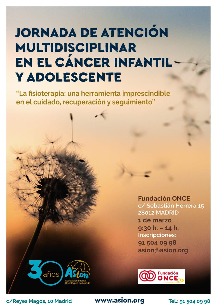 clarabeltransb's tweet photo. Hola a todos y todas, desde ASION (Asociación Infantil Oncológica de Madrid) donde me estoy especializando actualmente, nos invitan a estas jornadas. Están orientadas a familias y profesioanles. Tendrán lugar el 1 marzo y podéis inscribiros en el 91 504 09 98 o en asion@asion.org https://t.co/KjA1mEgeA0