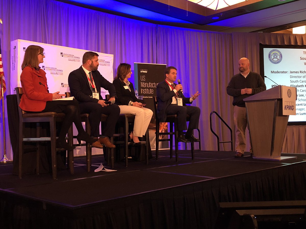 SCcommerce's tweet photo. .@SCUpstate President and CEO John Lummus: “We can expand the talent pipeline by strengthening partnerships between industry and schools starting very early, as early as elementary schools.” #SCAutoSum19 #SCAutoWeek #SCWorkforce #SCJustRight https://t.co/DcSBwK8CGY