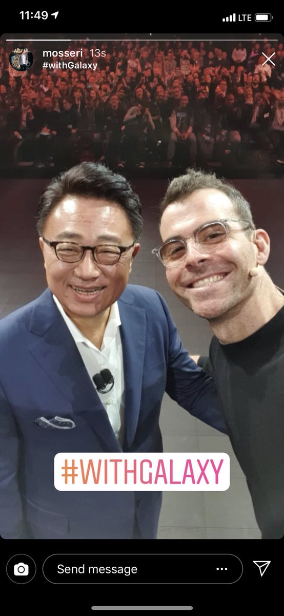 New Galaxy has an Instagram mode - Instagram boss Adam Mosseri was on stage to show it off. Basically an integration into the OS.