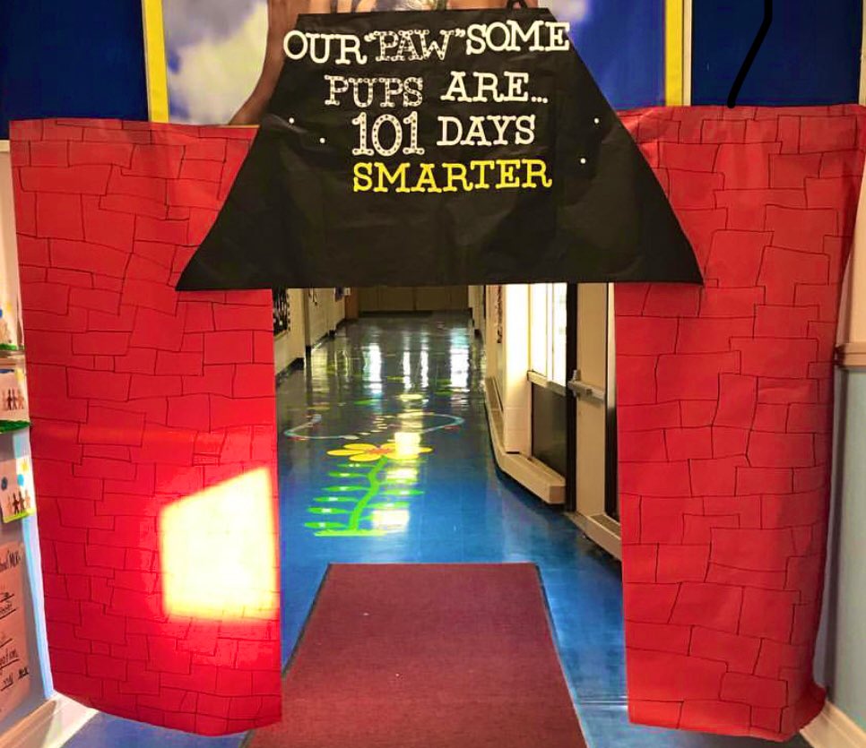 C_Portuese's tweet photo. What a PAWsome day at #gregoryschool celebrating the 101st day of school! We are 101 days SMARTER! 🐾 🐾 #firstgraderocks #gregoryschoolrocks https://t.co/c3RHkjCQiU