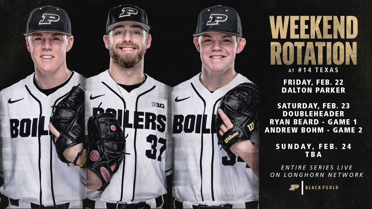 PurdueBaseball's tweet image. We need another starting pitcher this weekend in Austin. But no reason to switch up the other 3. #Purdue either led or game was tied when Dalton Parker, Ryan Beard &amp;amp; Andrew Bohm left the mound at #21 USM.

🔢Combined Stats: 13 2/3 IP, 19 H (2 XBH), 8 ER, 4 BB, 8 K

#BoilerUp 🚂⚾️