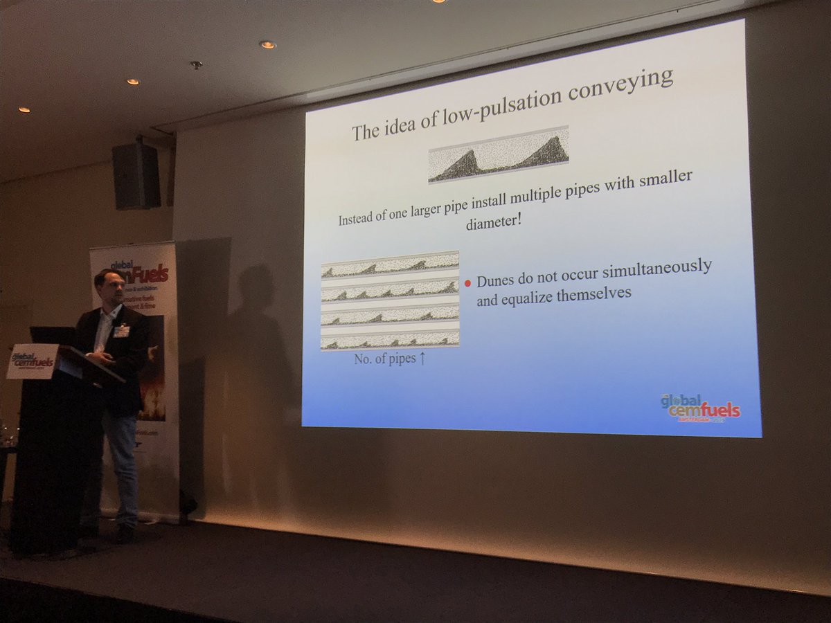 DrRobMcCaffrey's tweet photo. Johannesburg Bartusch of Claudius Peters outlines a new approach to efficient burner feeding with multi-pipes, at the Global #CemFuels Conference in Amsterdam. https://t.co/IRdjvWsWa1