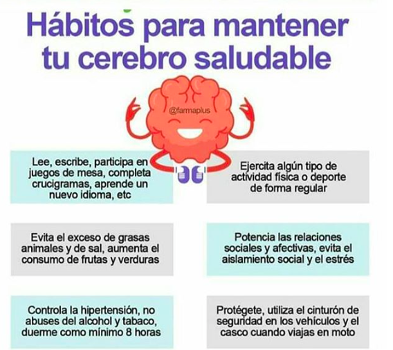 😉#Hábitos importantes, sigue los para mantener tu cerebro saludable.