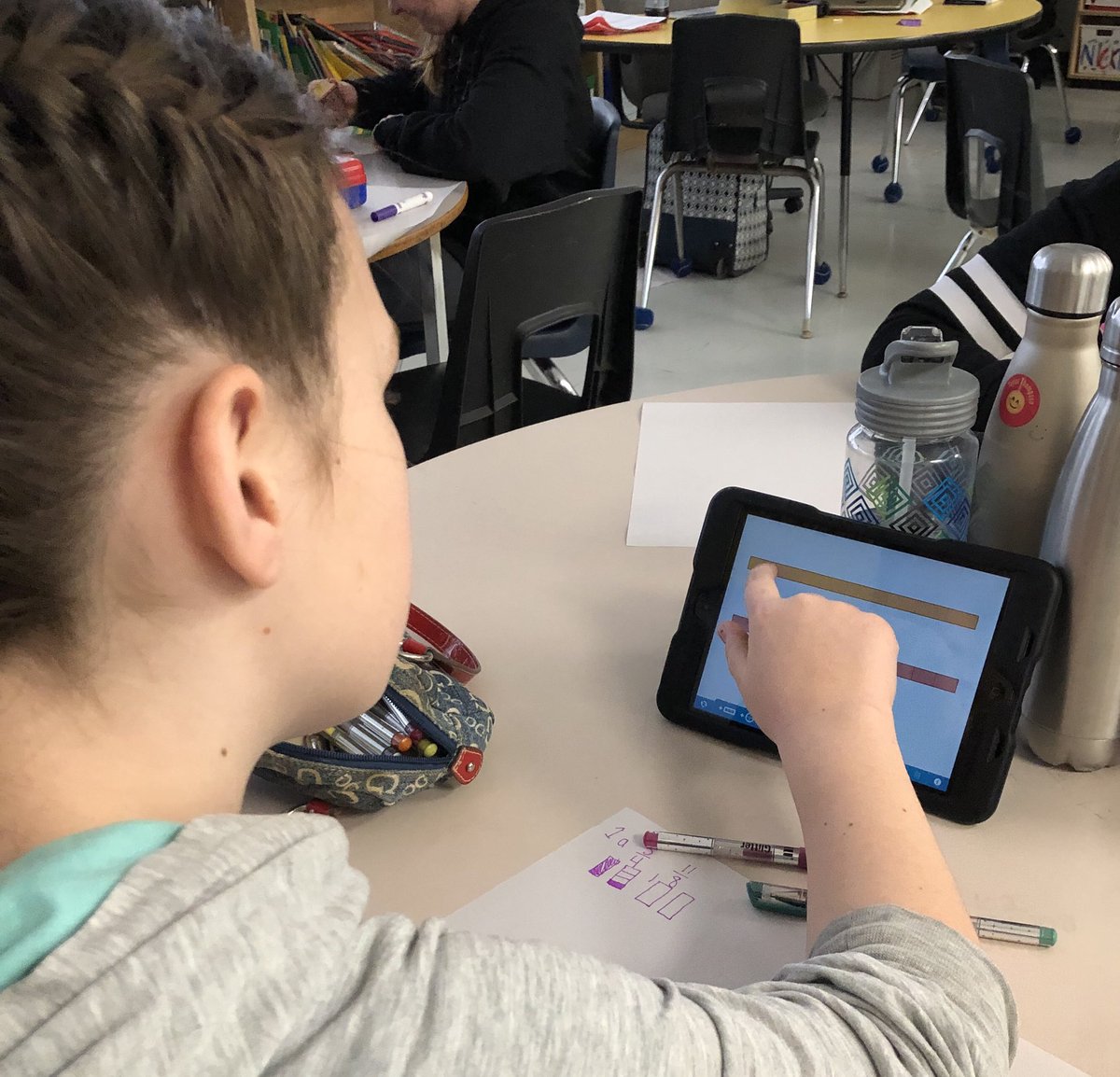 MPoissantclass's tweet photo. Comparing fractions... easy when using manipulatives #fractionbars #studentsengaged #fractionsonipad @TacsSchool @LKelempro https://t.co/jnRGyd3HeM